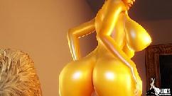 El hombre se folla a las enormes mujeres de oro de pecho